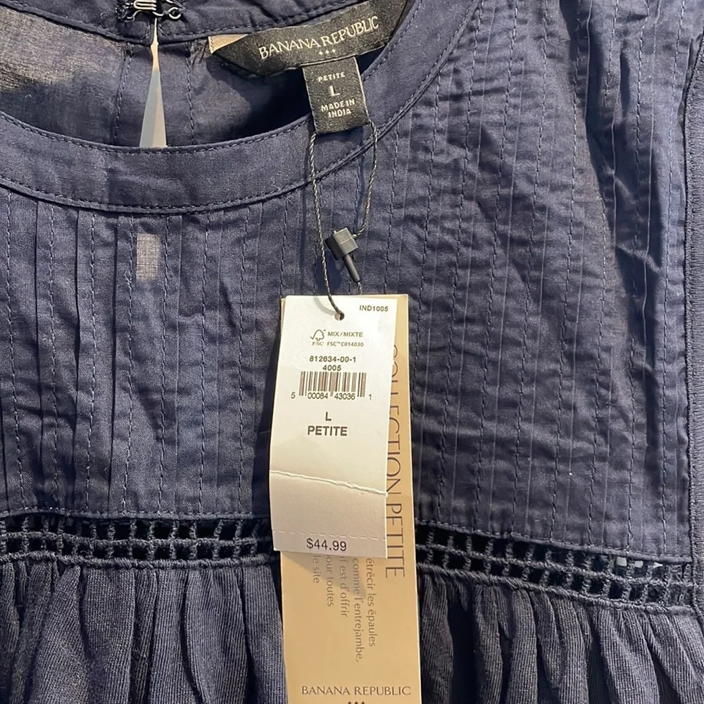 Banana Republic factory sleeveless blouse navy NWT size L - Picture 3 of 3